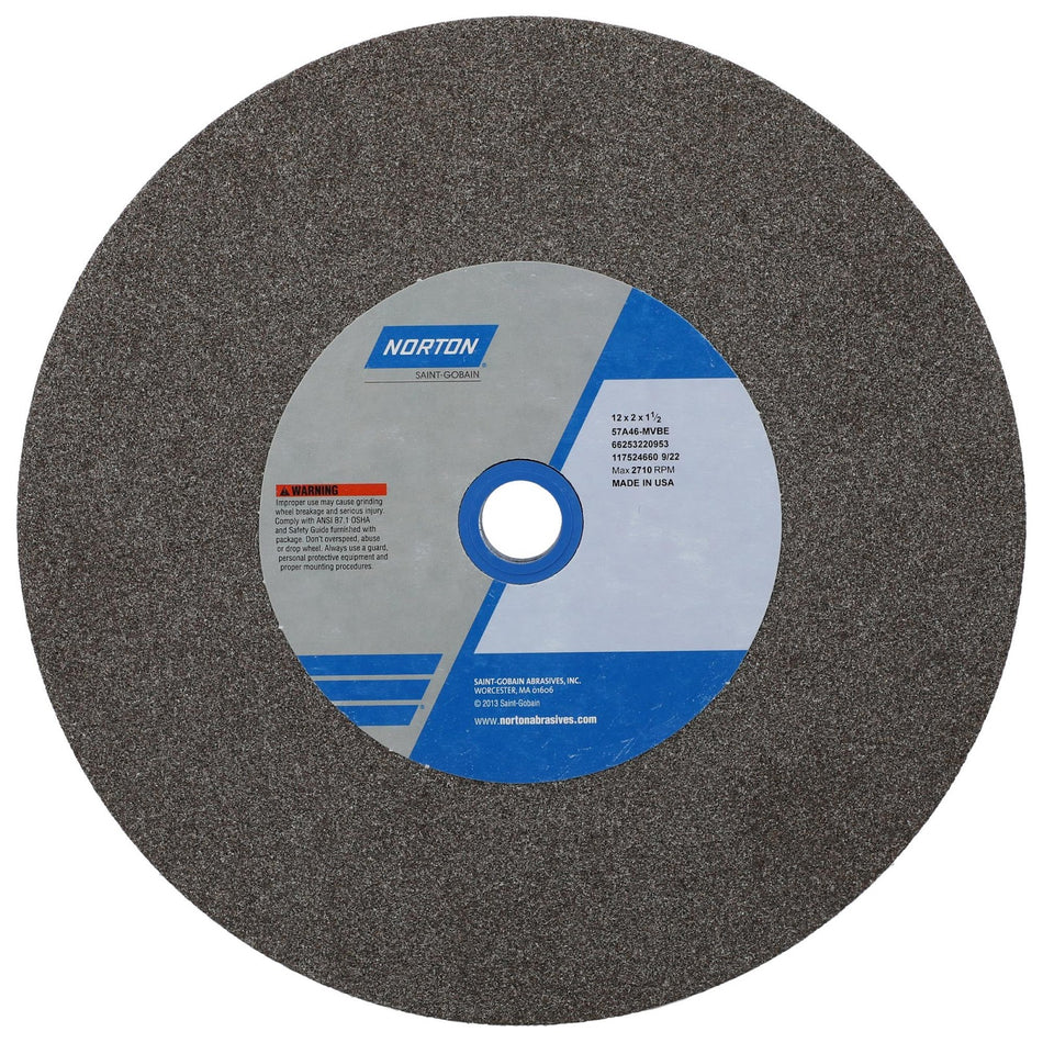 Norton 12 x 2 x 1-1/2 in Bench Straight Wheel 01 57A 46 M VBE