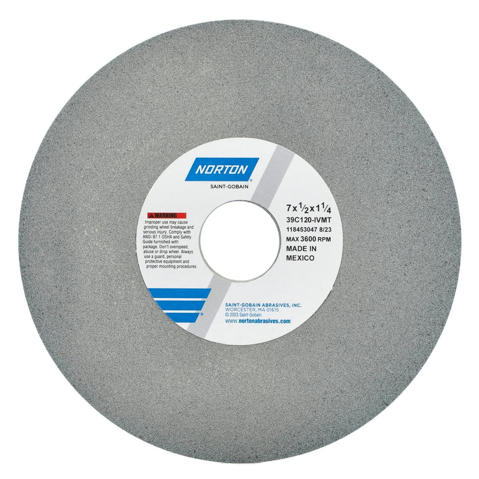 Norton 7 x 1/2 x 1-1/4 In. Toolroom Wheel >4 in 1G10C 120 J VMT Type 01