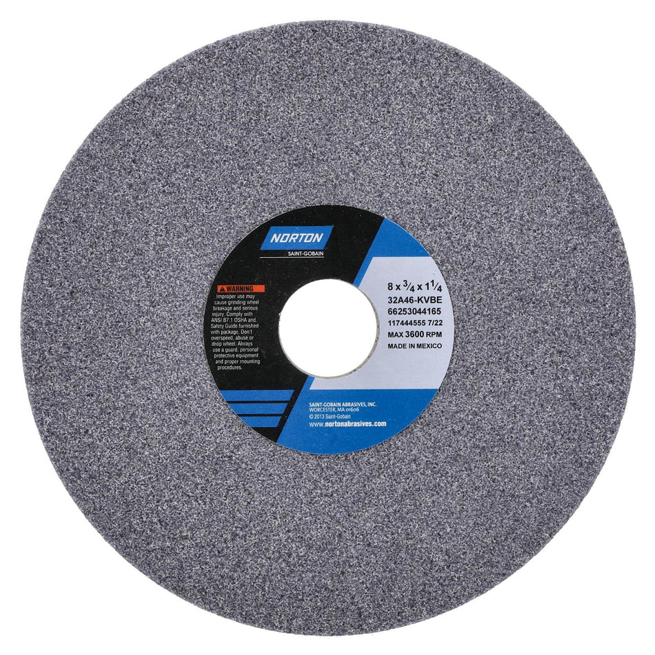 Norton 8 x 3/4 x 1-1/4 in Type 01 Toolroom Wheel 32A 46 K VBE