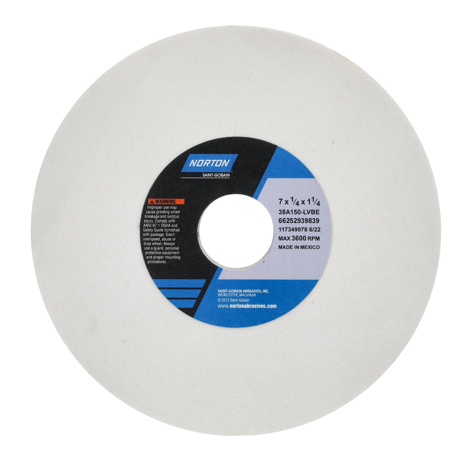 Norton 7 x 1/4 x 1-1/4 in Type 01 Toolroom Wheel 38A 150 L VBE