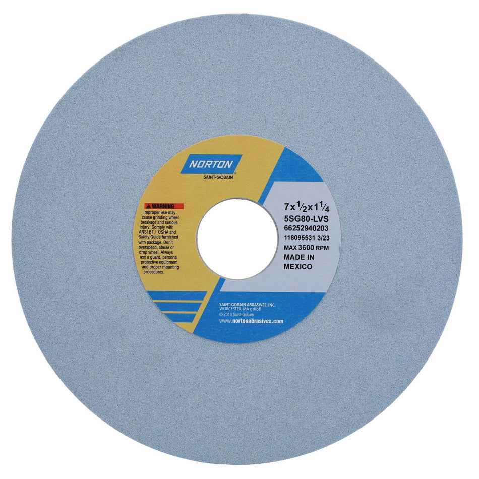 Norton 7 x 1/2 x 1-1/4 In. SG Toolroom Wheel >4 in 5SG 80 L VS Type 01