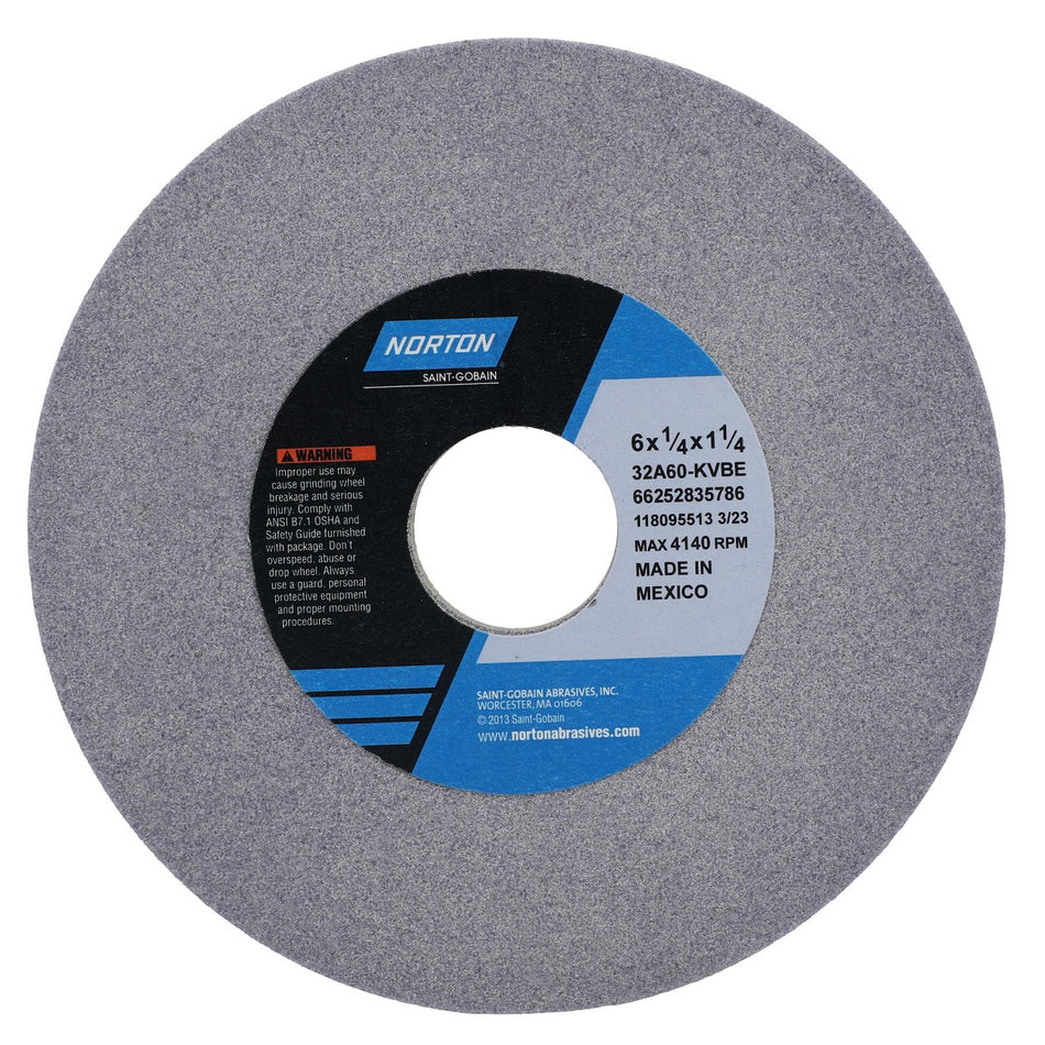 Norton 6 x 1/4 x 1-1/4 in Type 01 Toolroom Wheel 32A 60 K VBE