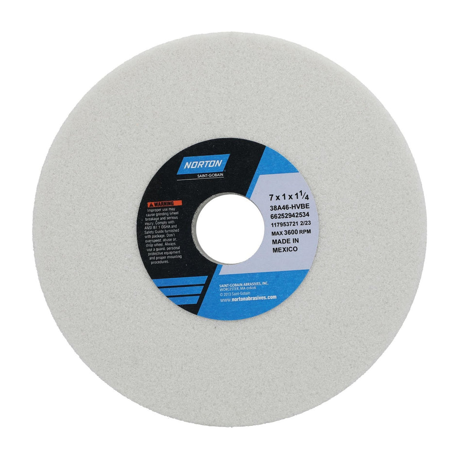 Norton 7 x 1 x 1-1/4 in Type 01 Toolroom Wheel 38A 46 H VBE