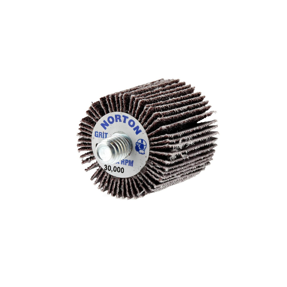 Norton 1 x 1 in Metal Spindle Flap Wheel P60 Grit R207 Aluminum Oxide, 10-Pack