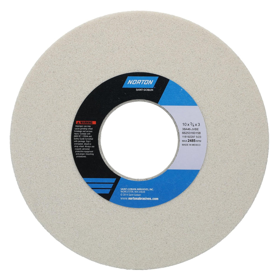 Norton 10 x 3/4 x 3 in Type 01 Toolroom Wheel 38A 46 J VBE
