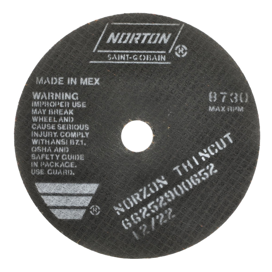 Norton 7 x 1/16 x 7/8 in NorZon Plus RightCut Type 41 Reinforced Cut-Off Wheel CA 36 Grit T BNA, 25-Pack