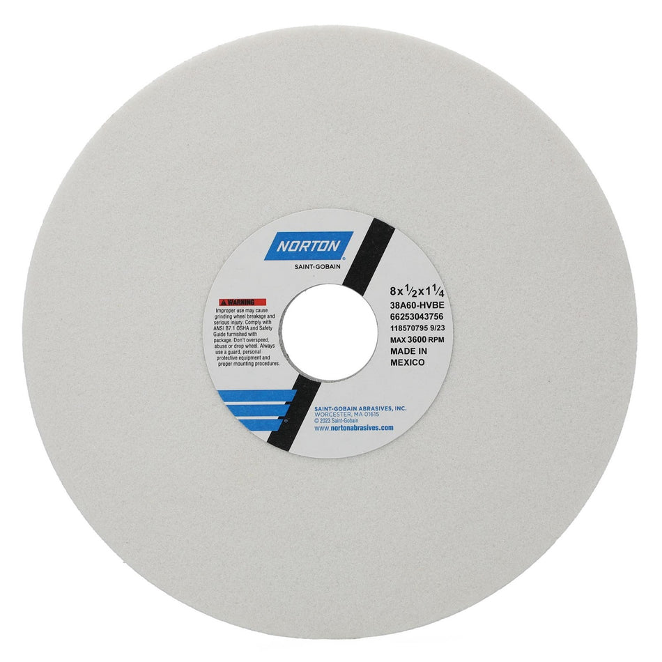 Norton 8 x 1/2 x 1-1/4 in Type 01 Toolroom Wheel 38A 60 H VBE