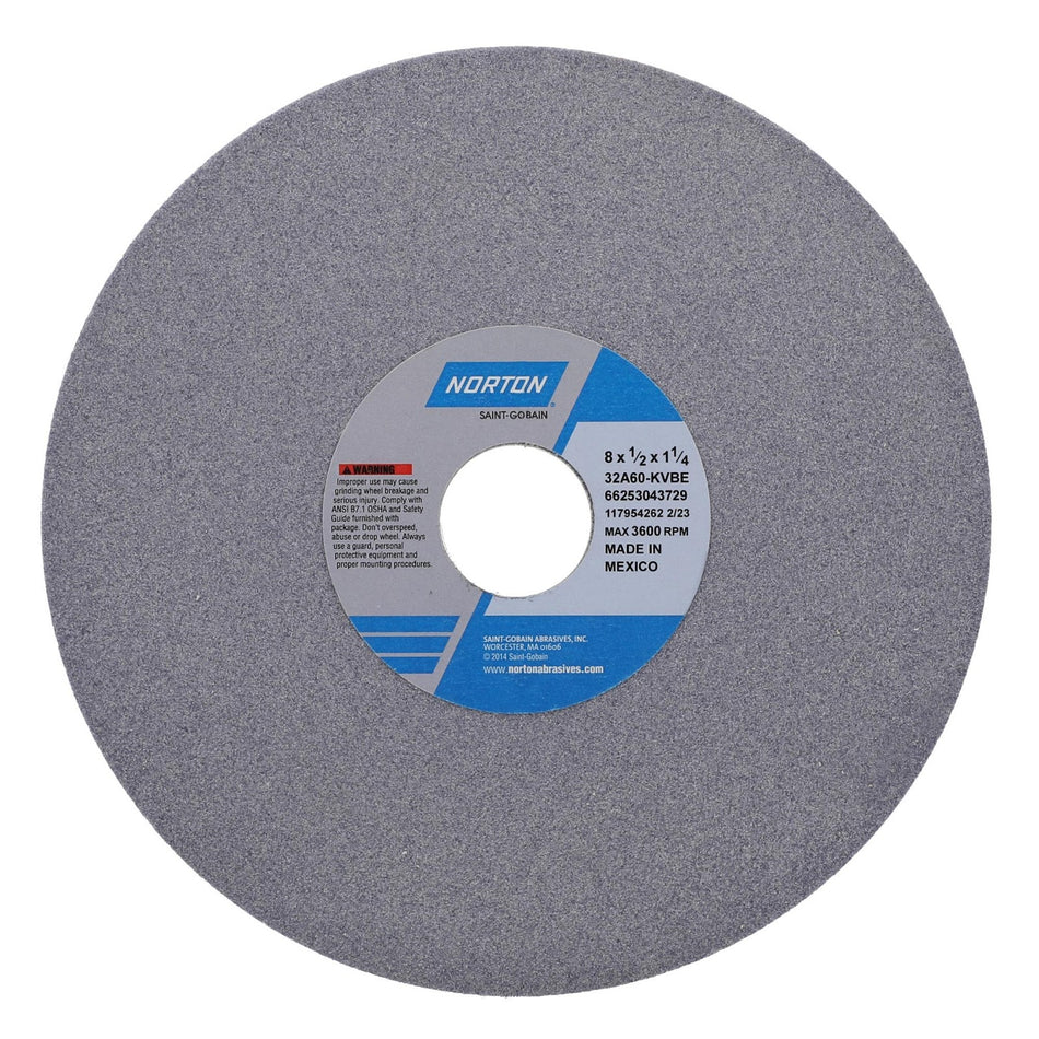 Norton 8 x 1/2 x 1-1/4 in Type 01 Toolroom Wheel 32A 60 K VBE