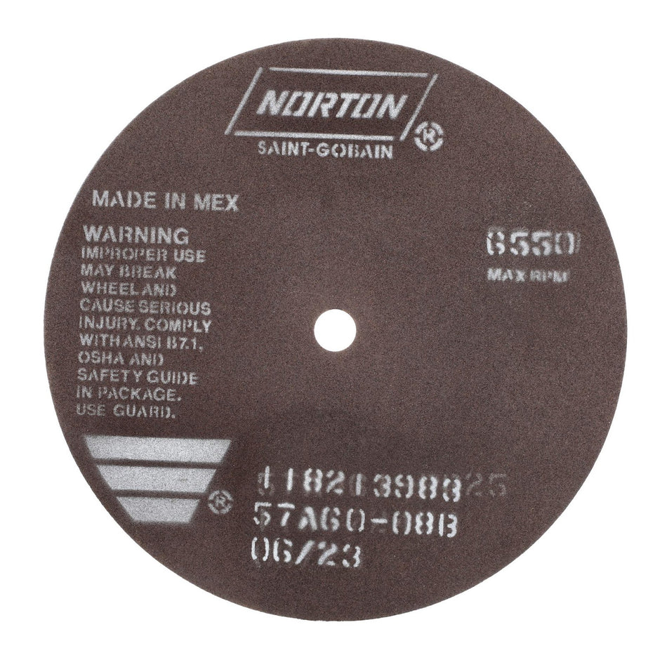 Norton 7 x 1/16 x 1/2 in B Type 41 Non-Reinforced Cut-Off Wheel AO 60 Grit O B, 25-Pack