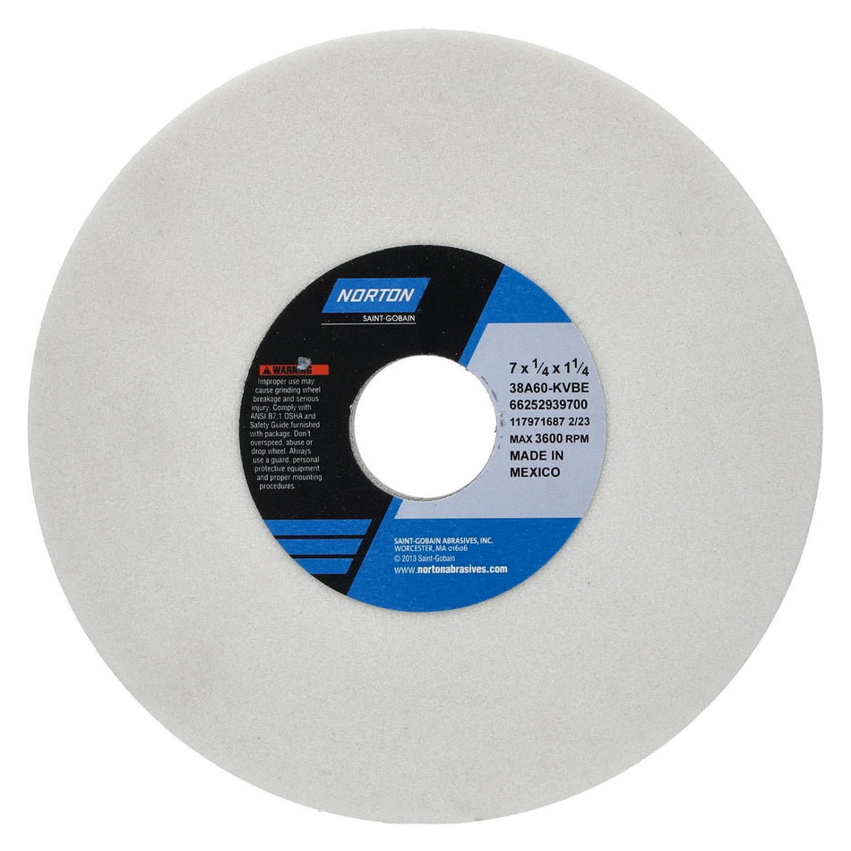 Norton 7 x 1/4 x 1-1/4 in Type 01 Toolroom Wheel 38A 60 K VBE