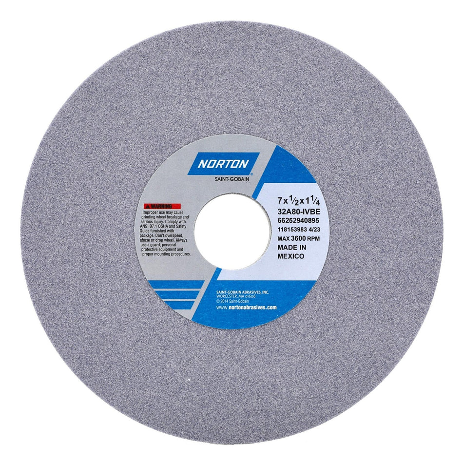 Norton 7 x 1/2 x 1-1/4 in Type 01 Toolroom Wheel 32A 80 I VBE