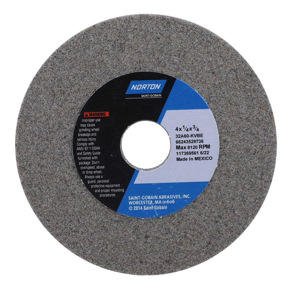 Norton 4 x 1/4 x 3/4 in Type 01 Internal Grinding Wheel 32A 60 K VBE