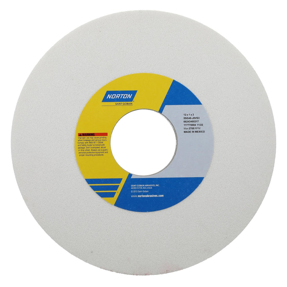 Norton 12 x 1 x 3 in SG Vitrium3 Type 01 Toolroom Wheel 5SG 46 J V35