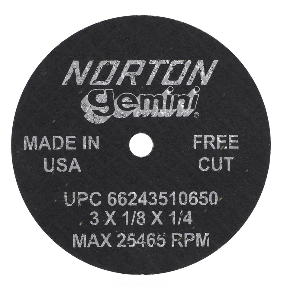 Norton 3 x 1/8 in Gemini Type 41 Cut-Off Wheel AO 36 Grit T, 25-Pack
