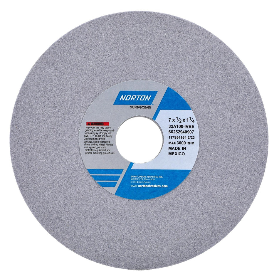 Norton 7 x 1/2 x 1-1/4 in Type 01 Toolroom Wheel 32A 100 I VBE