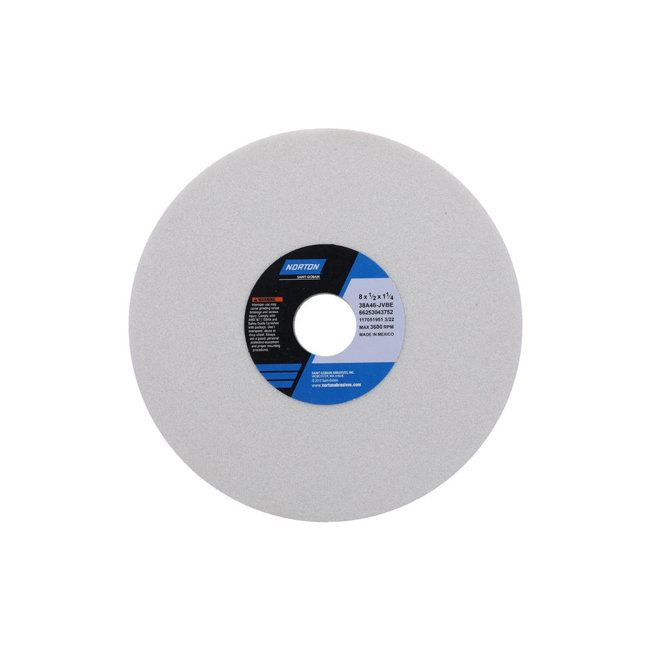 Norton 8 x 1/2 x 1-1/4 in Type 01 Toolroom Wheel 38A 46 J VBE