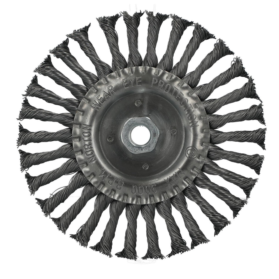 Norton 7 x 0.020 x 5/8-11 x 1-1/2 x 1/2 In. Carbon Steel Stringer Bead Twist Knot Wire Wheel Brush
