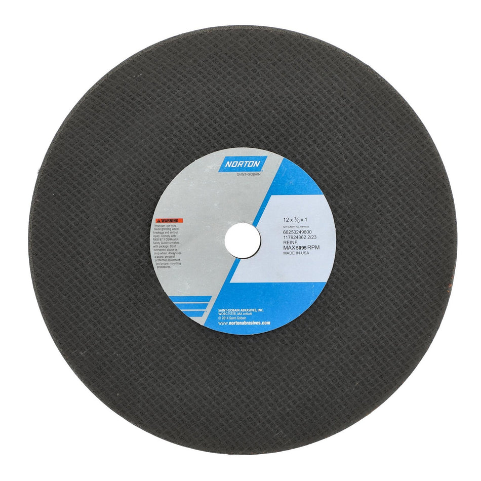 Norton 12 x 1/8 x 1 in NorZon Type 41 Reinforced Cut-Off Wheel ZA 30 Grit V B65N, 10-Pack