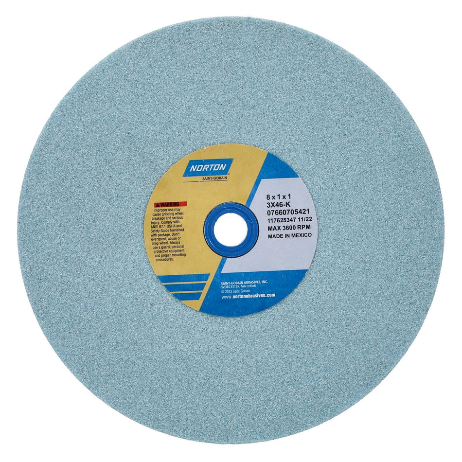 Norton 8 x 1 x 1 in Premium Blue Bench Straight Wheel 01 3SG 46 K VS
