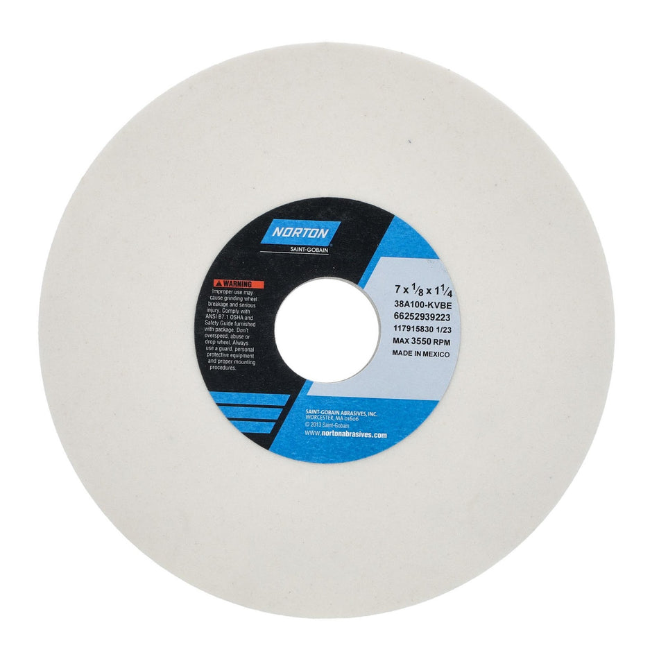 Norton 7 x 1/8 x 1-1/4 in Type 01 Toolroom Wheel 38A 100 K VBE