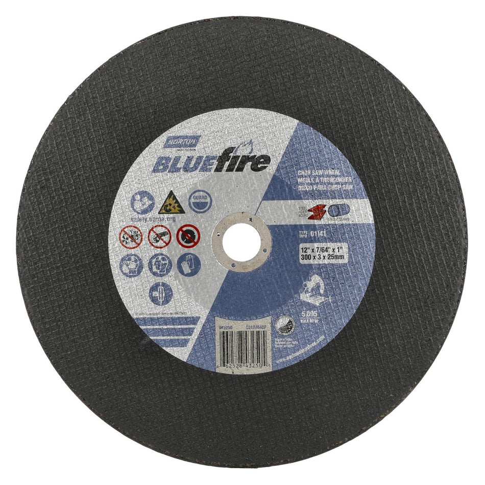 Norton 12 x 7/64 in BlueFire Type 41 Cut-Off Wheel ZA 36 Grit N B, 10-Pack