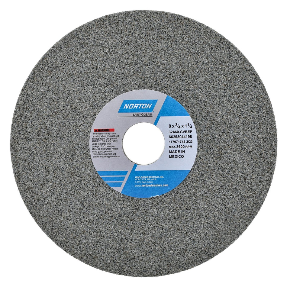 Norton 8 x 3/4 x 1-1/4 in Type 01 Toolroom Wheel 32A 60 G VBEP