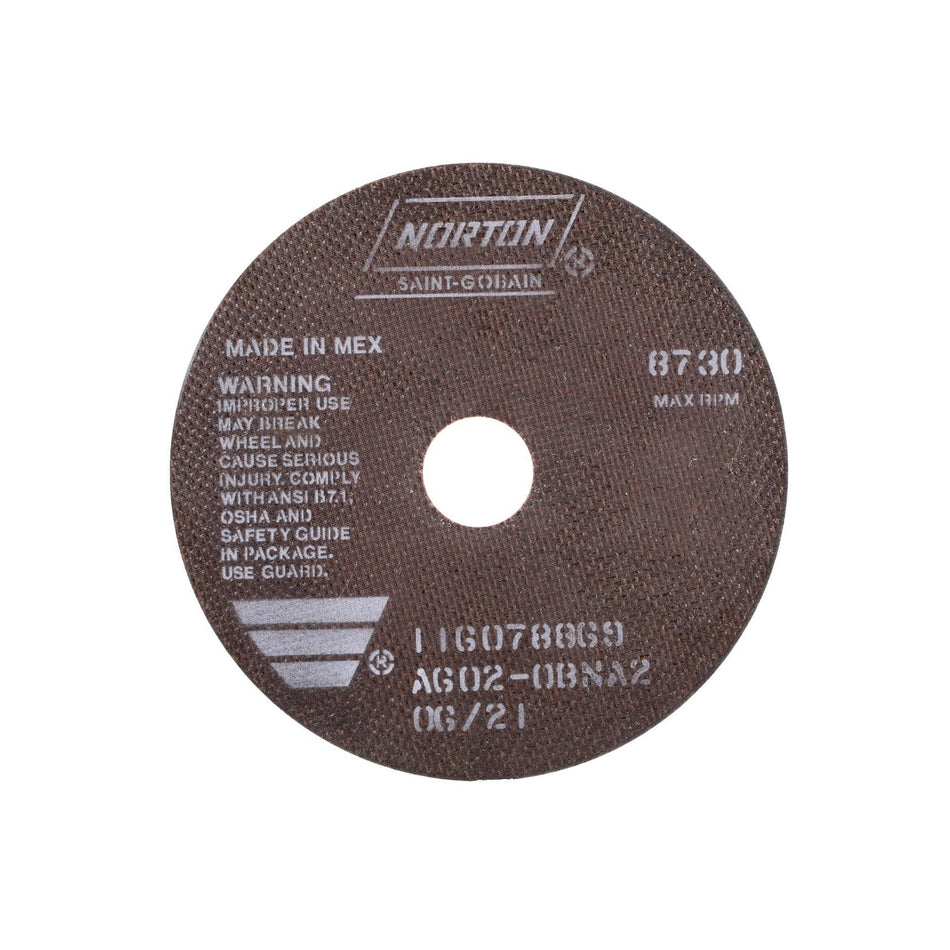 Norton 7 x 0.06 x 1-1/4 in OBNA2 Type 41 Reinforced Cut-Off Wheel AO 60 Grit O BNA2, 25-Pack