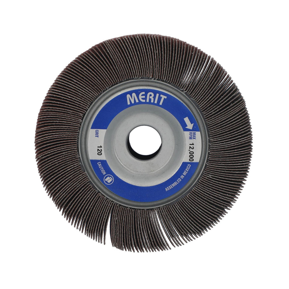 Norton 4 x 2 x 5/8 in High Performance Arbor Hole Flap Wheel P120 Grit ARY03 Aluminum Oxide, 10-Pack
