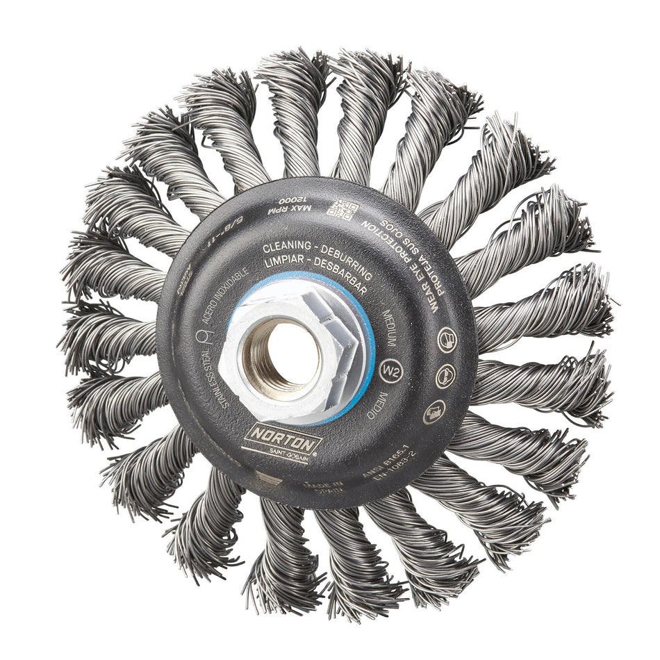 Norton 5 in x 0.02 in x 5/8 in-11 BlueFire Cup Brush, 10-Pack