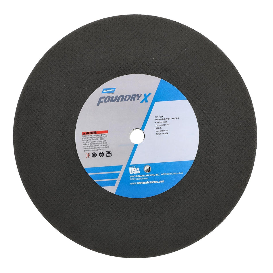 Norton 16 x 5/32 x 1 In. Quantum Free Cut Reinforced Reinf Foundry Cut-Off Wheel 90Q 24 Y B97N Type 01, 10-Pack