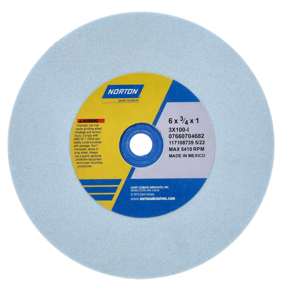 Norton 6 x 3/4 x 1 In. Premium Blue Bench and Pedestal Wheel 3SG 100 I VS Type 01