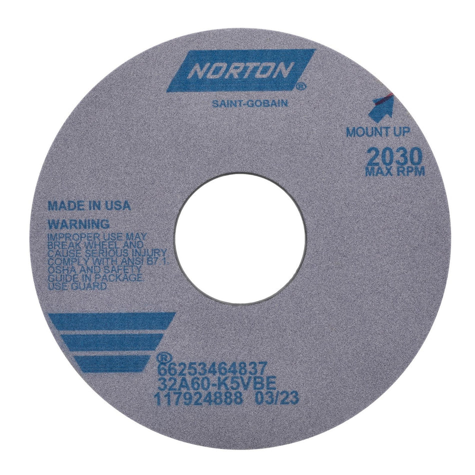 Norton 16 x 1 x 5 in Type 01 Cylindrical Grinding Wheel AO 60 K VBE