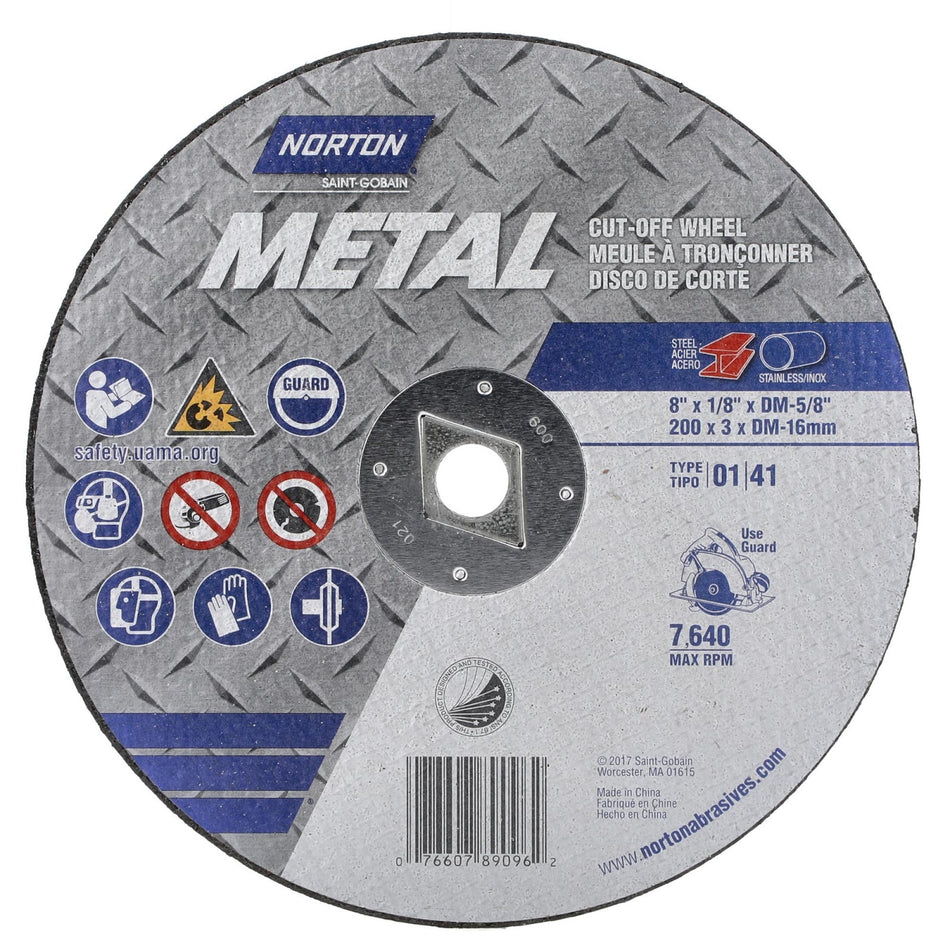 Norton 8 x 1/8 in Metal Type 41 Cut-Off Wheel AO 24 Grit T, 10-Pack