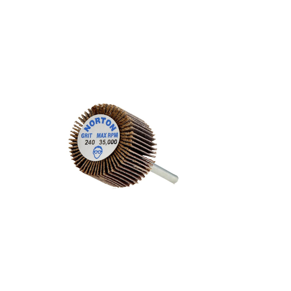 Norton 3/4 x 1/2 in Merit Spindle Flap Wheel P240 Grit R369 Aluminum Oxide, 10-Pack