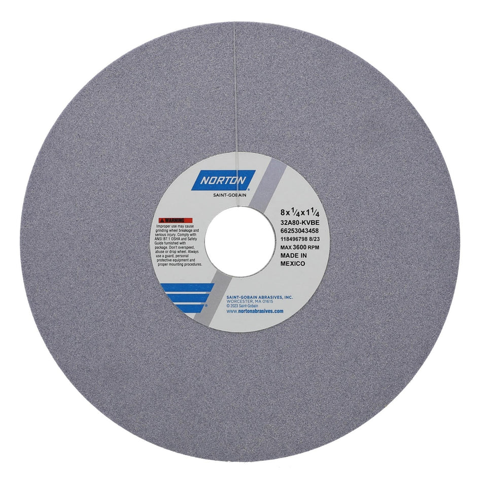 Norton 8 x 1/4 x 1-1/4 in Type 01 Toolroom Wheel 32A 80 K VBE
