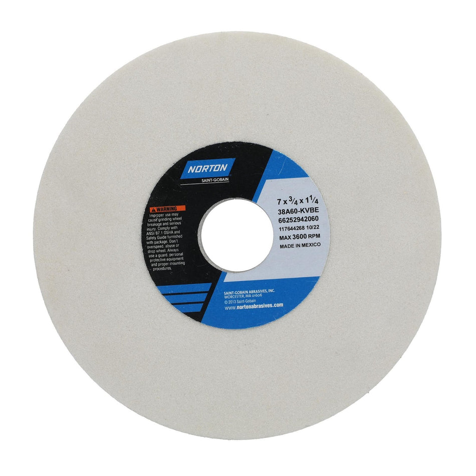 Norton 7 x 3/4 x 1-1/4 in Type 01 Toolroom Wheel 38A 60 K VBE