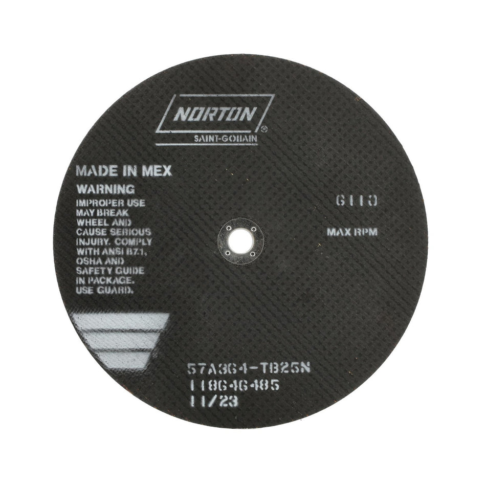 Norton 10 x 3/32 x 5/8 in B25N Type 41 Reinforced Cut-Off Wheel AO 36 Grit T B25N, 25-Pack