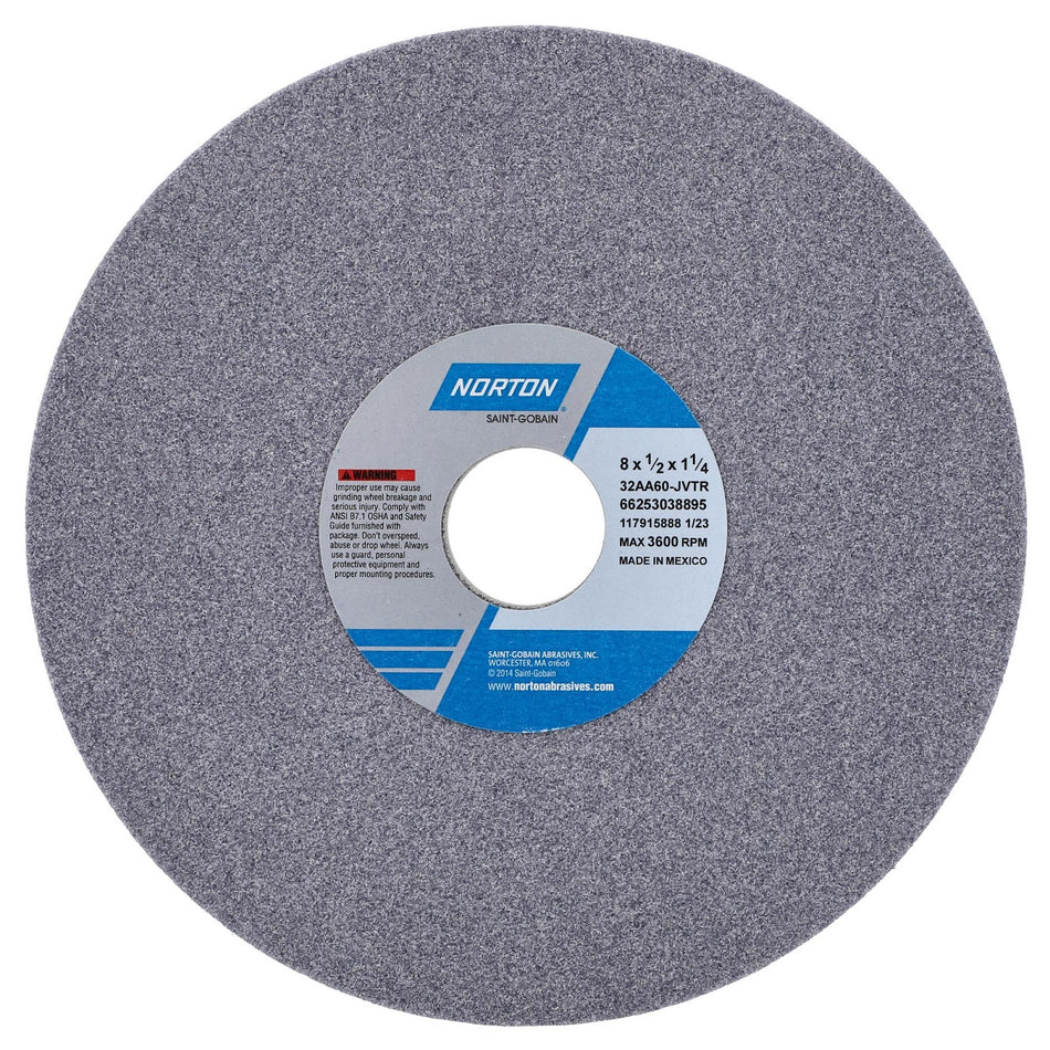 Norton 8 x 1/2 x 1-1/4 in Type 01 Toolroom Wheel 32AA 60 J VTR