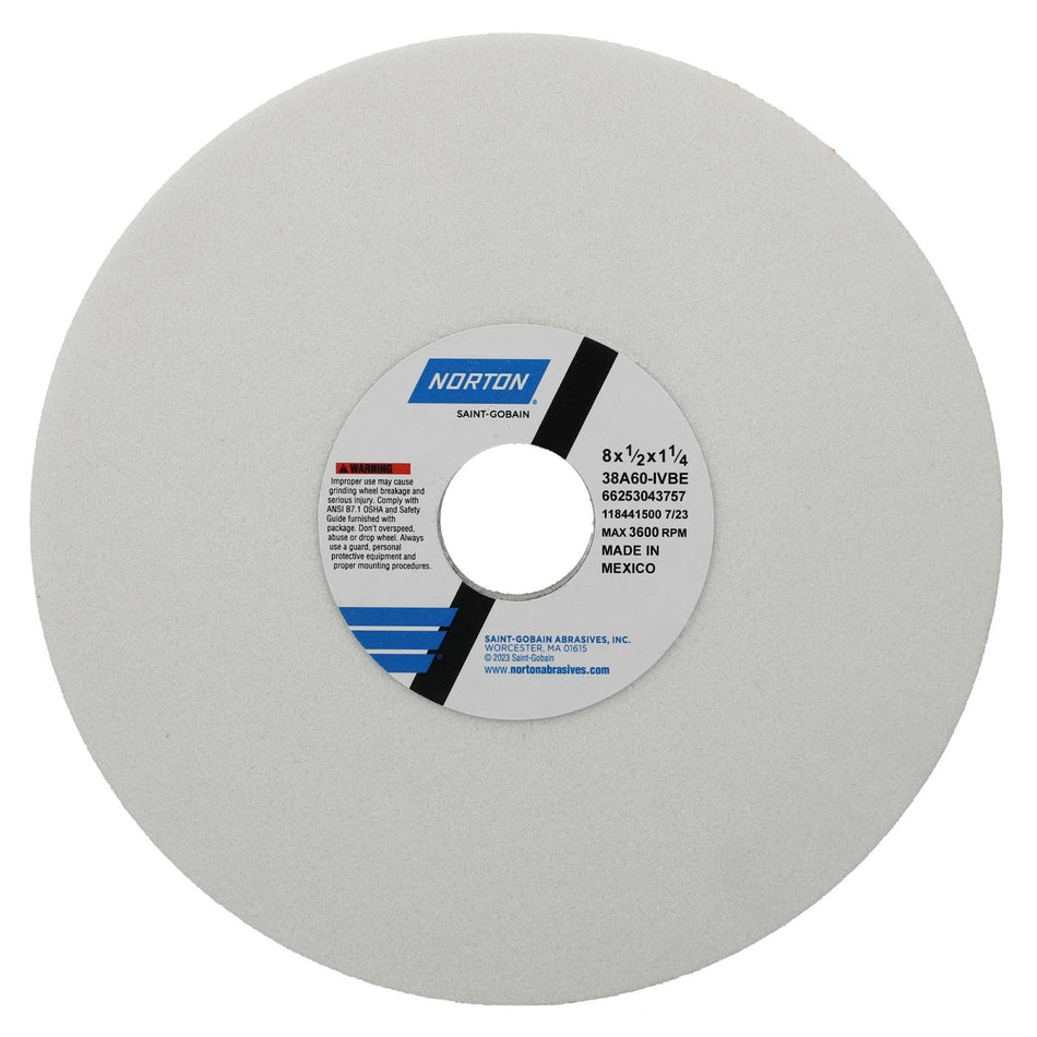 Norton 8 x 1/2 x 1-1/4 in Type 01 Toolroom Wheel 38A 60 I VBE
