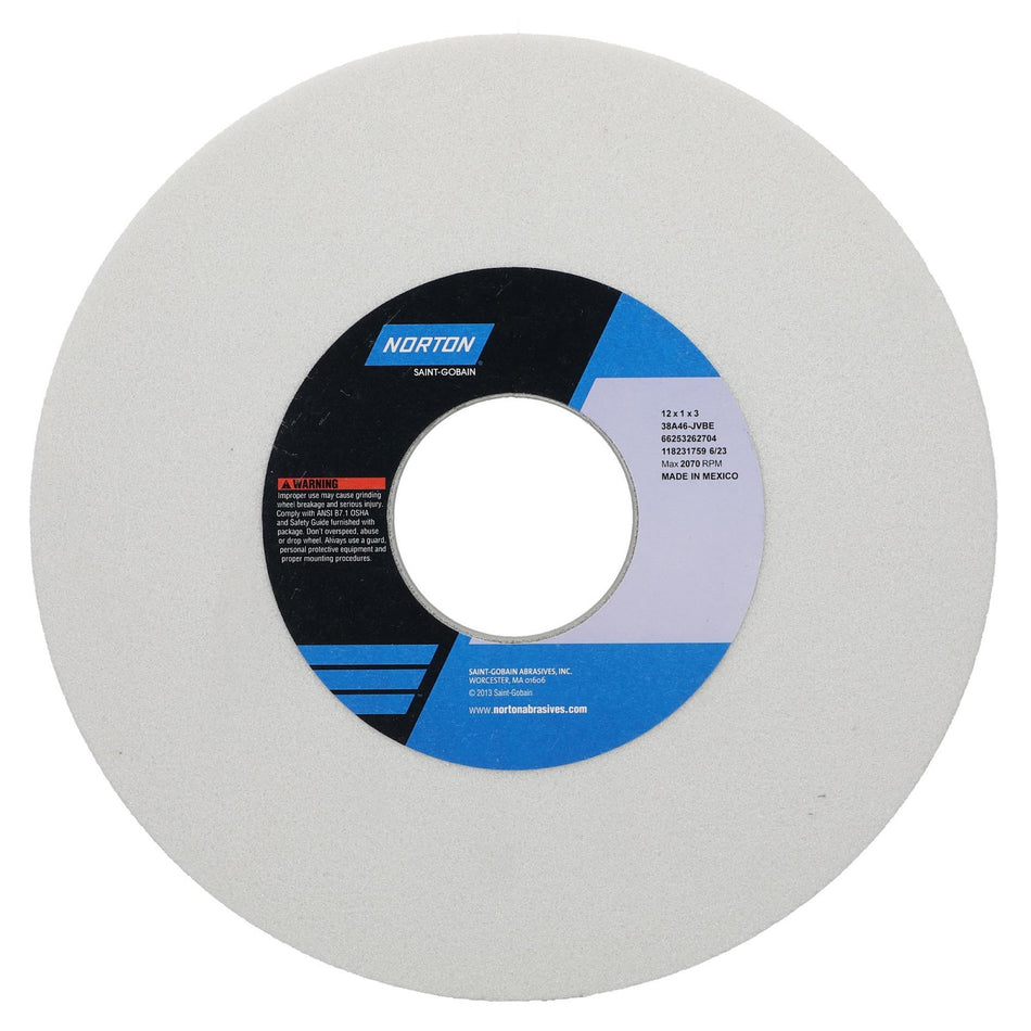 Norton 12 x 1 x 3 in Type 01 Toolroom Wheel 38A 46 J VBE