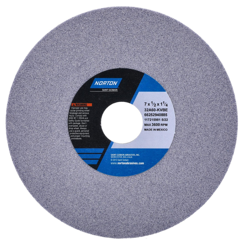Norton 7 x 1/2 x 1-1/4 in Type 01 Toolroom Wheel 32A 60 K VBE