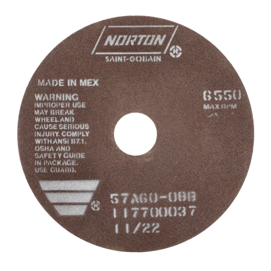 Norton 7 x 1/16 x 1-1/4 in B Type 41 Non-Reinforced Cut-Off Wheel AO 60 Grit O B, 25-Pack