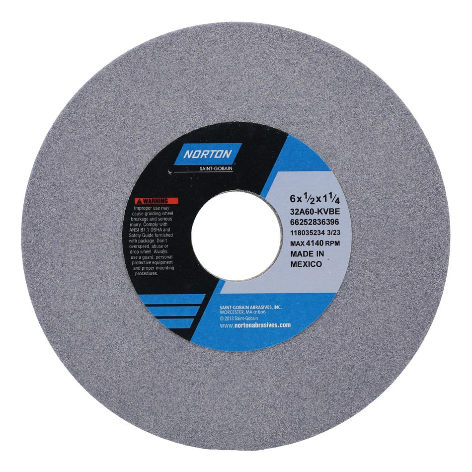 Norton 6 x 1/2 x 1-1/4 in Type 01 Toolroom Wheel 32A 60 K VBE