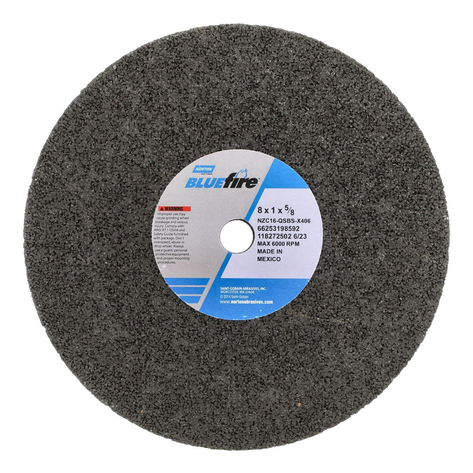 Norton 8 x 1 x 5/8 in BlueFire Type 01 Portable Snagging Wheel NVC 16 Q BS