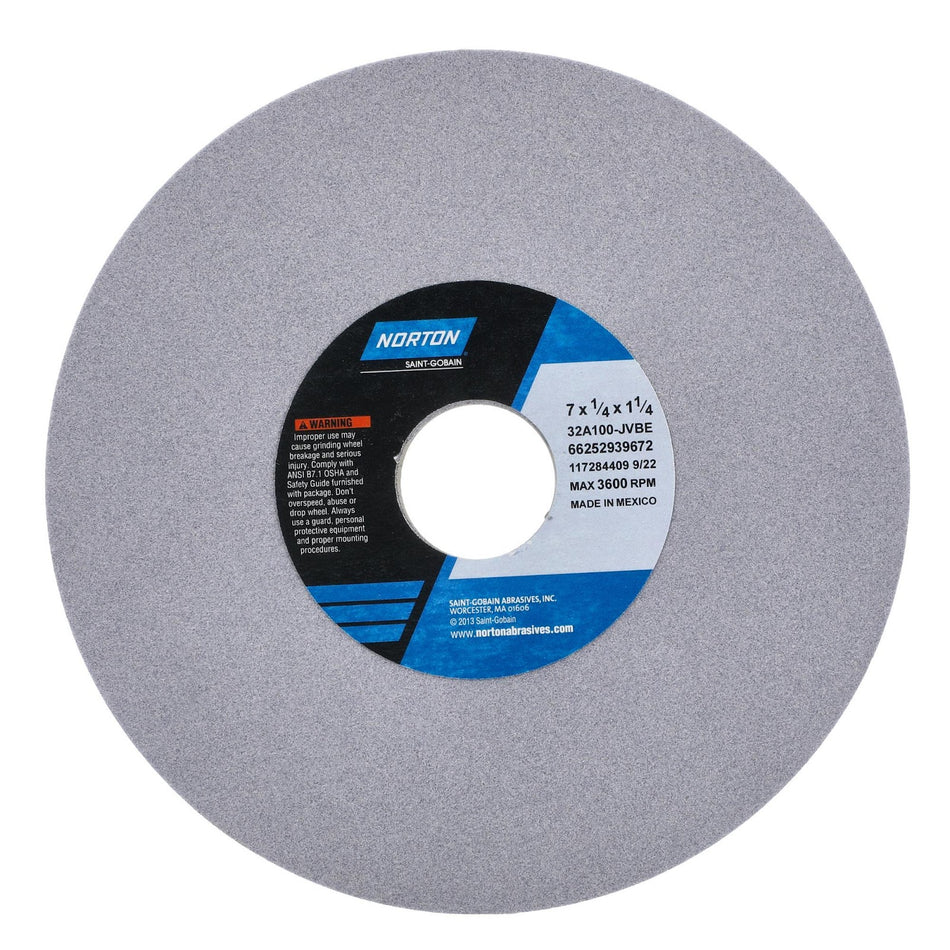 Norton 7 x 1/4 x 1-1/4 in Type 01 Toolroom Wheel 32A 100 J VBE