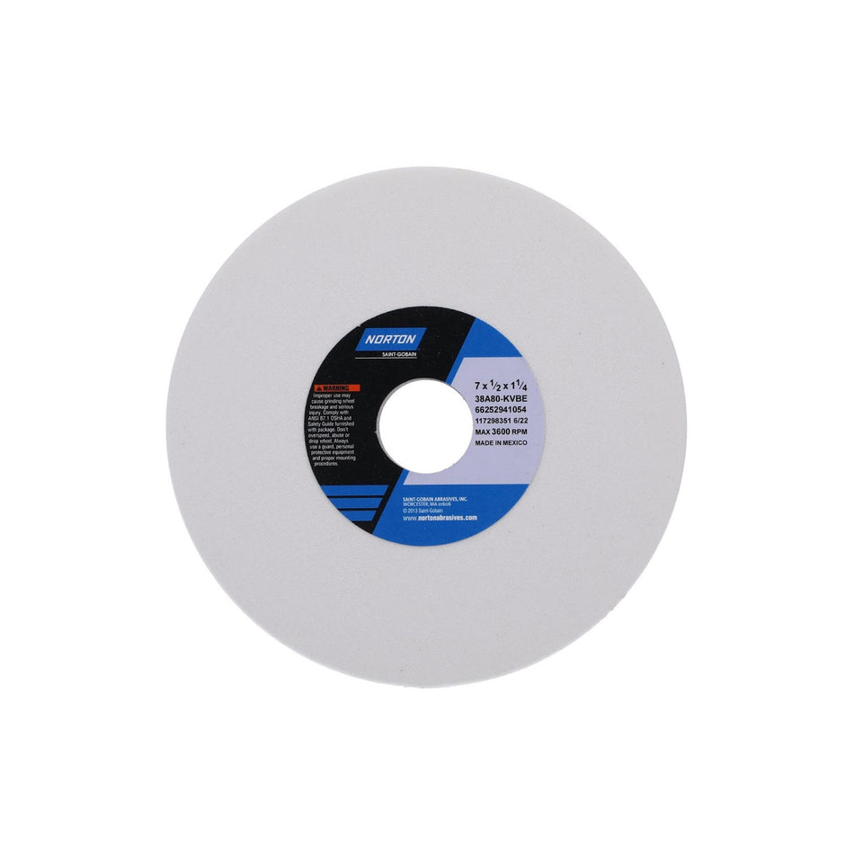 Norton 7 x 1/2 x 1-1/4 in Type 01 Toolroom Wheel 38A 80 K VBE