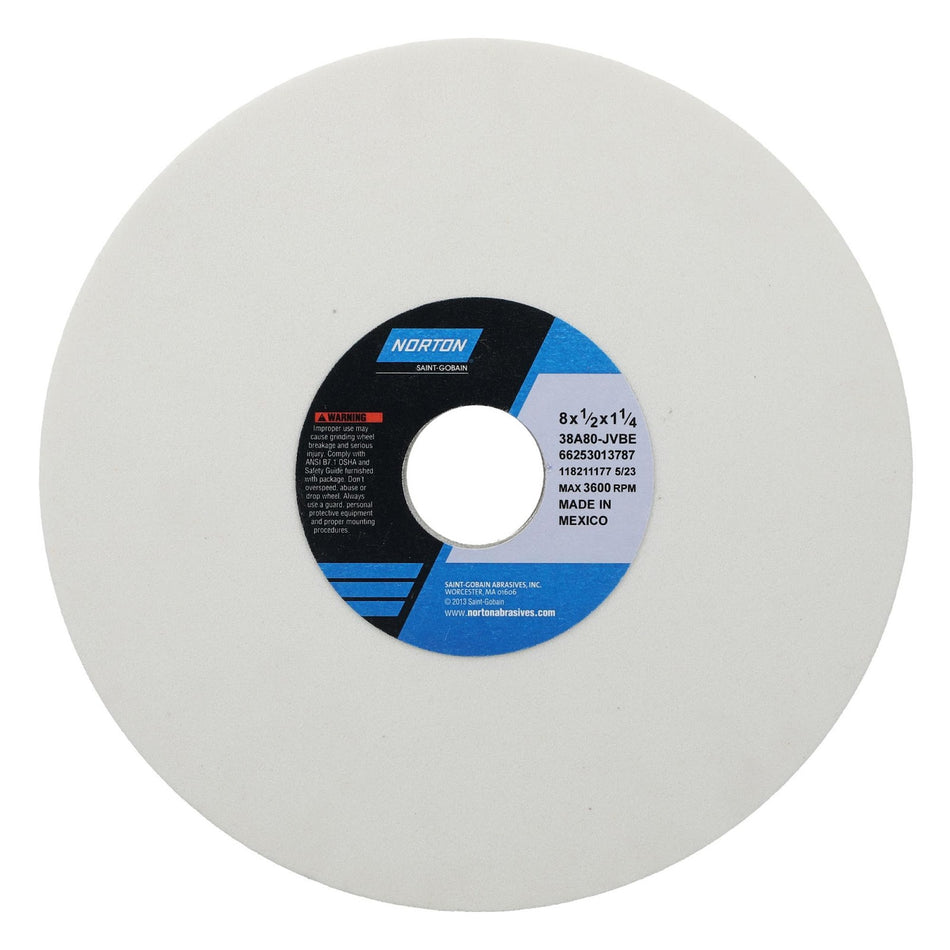 Norton 8 x 1/2 x 1-1/4 in Type 01 Toolroom Wheel 38A 80 J VBE