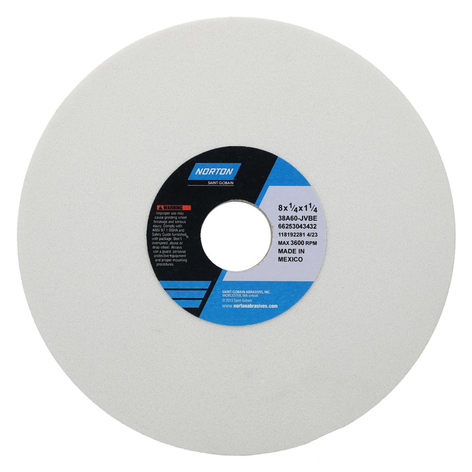 Norton 8 x 1/4 x 1-1/4 in Type 01 Toolroom Wheel 38A 60 J VBE