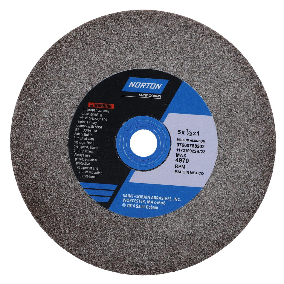 Norton 5 x 1/2 x 1 in Gemini Bench Straight Wheel 01 57A 60 N VBE