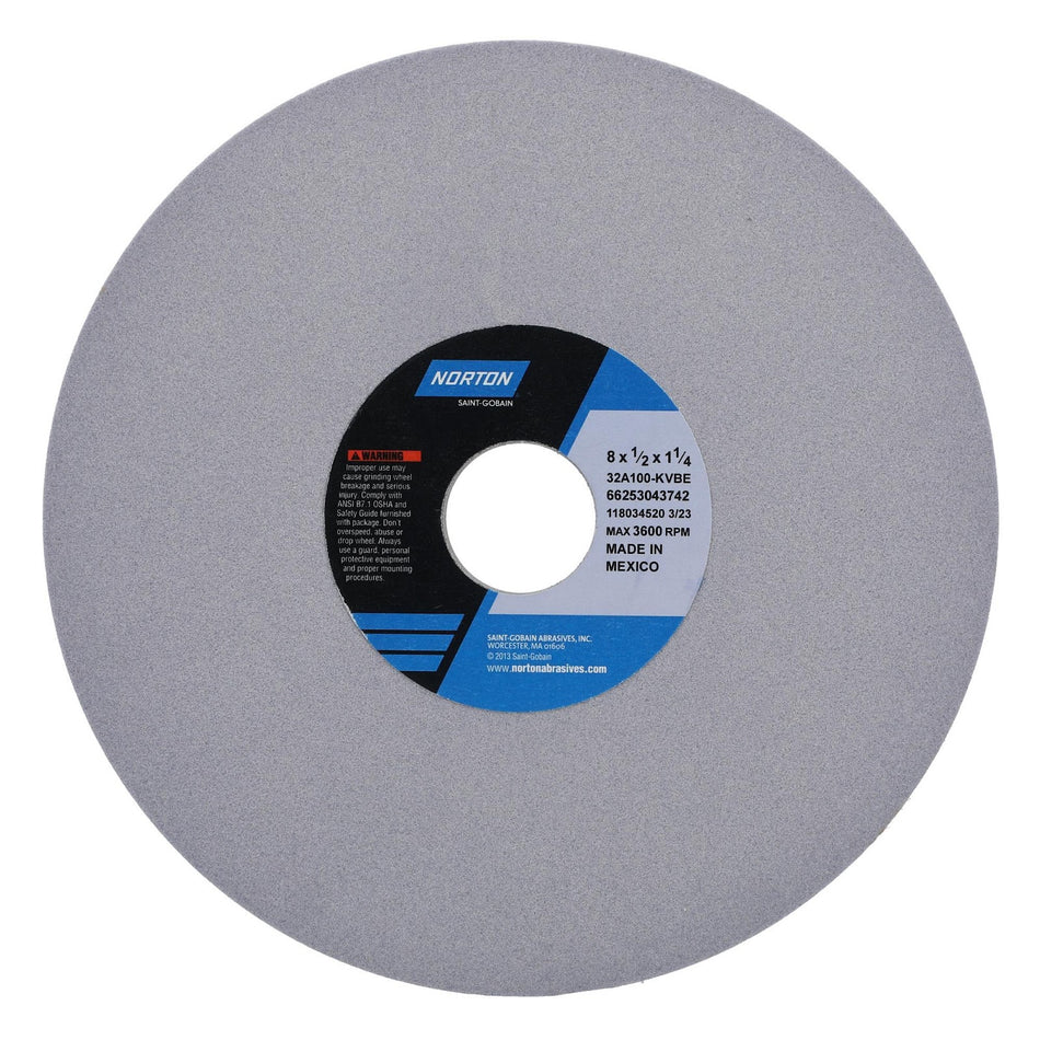 Norton 8 x 1/2 x 1-1/4 in Type 01 Toolroom Wheel 32A 100 K VBE